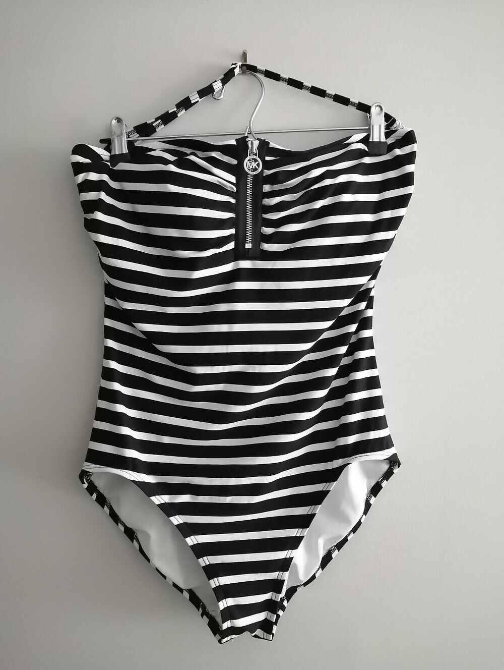 Michael Kors Striped One Piece Swim Bathing Suit Black White Plus Size 14